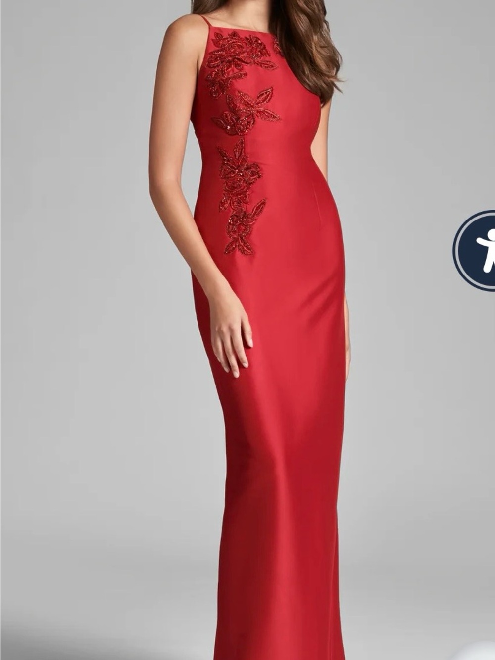 Sachin + Babi Red Maxi Dress with Floral Accents Size 6 NWT